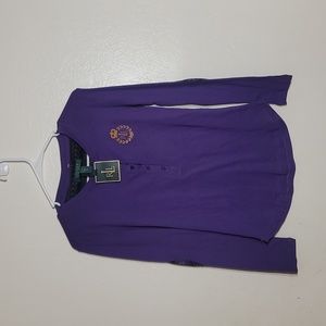 NWT * flaws Ralph Lauren Purple Intimates Sleep Long Sleeve Purple Top sz XS